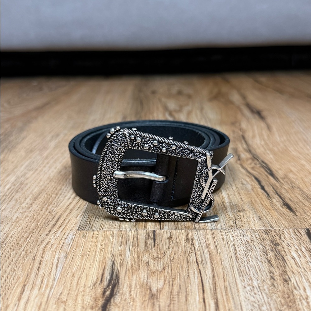 Saint Laurent Paris Western Textured Buckle Belt – FW15/SS16